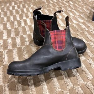 Unique plaid-print Blundstones, barely worn